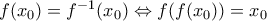 f({{x}_{0}})={{f}^{-1}}({{x}_{0}})\Leftrightarrow f(f({{x}_{0}}))={{x}_{0}}