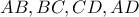 AB , BC , CD , AD