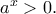 a^x>0. a^x>0.