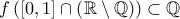 f\left ( \left [ 0, 1 \right ]\cap \left (\mathbb{R}\setminus \mathbb{Q}  \right ) \right ) \subset \mathbb{Q}