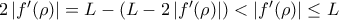 2\left|{f^{\prime}({\rho})}\right|=L-\left({L-2\left|{f^{\prime}({\rho})}\right|}\right) <\left|{f^{\prime}({\rho})}\right|\leq{L}