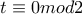 t\equiv 0 mod2