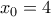 {x_0} = 4\,\,