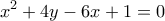 \displaystyle{x^2 +4y -6x +1 =0 }