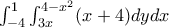\int _{-4}^{1} \int _{3x}^{4-x^2}(x+4) dydx
