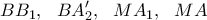 \displaystyle{ BB_1, \  \ BA_2',\  \ MA_1,\  \  MA}