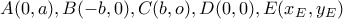 A(0,a),B(-b,0),C(b,o),D(0,0),E(x_{E},y_{E})