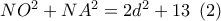 N{O^2} + N{A^2} = 2{d^2} + 13\,\,\left( 2 \right)