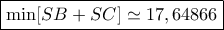 \boxed{ \min [SB + SC] \simeq 17,64866}