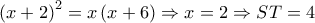 {\left( {x + 2} \right)^2} = x\left( {x + 6} \right) \Rightarrow x = 2 \Rightarrow ST = 4 {\left( {x + 2} \right)^2} = x\left( {x + 6} \right) \Rightarrow x = 2 \Rightarrow ST = 4