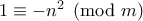 1\equiv -n^2 \pmod{m}