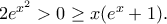 2e^{x^2}>0\geq x(e^x+1).