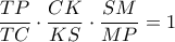 \dfrac{TP}{TC}\cdot\dfrac{CK}{KS}\cdot\dfrac{SM}{MP}=1