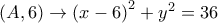 \left( {A,6} \right) \to {\left( {x - 6} \right)^2} + {y^2} = 36