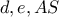 d, e, AS