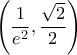 \left ( \dfrac{1}{e^2} , \dfrac{\sqrt{2}}{2}\right )