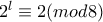 2^l\equiv 2(mod8)
