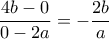 \dfrac {4b-0}{0-2a}=-\dfrac {2b}{a}