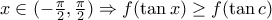 x\in (-\frac{\pi }{2},\frac{\pi }{2})\Rightarrow f(\tan x)\geq f(\tan c)