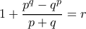 1+\dfrac{p^q-q^p}{p+q}=r