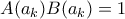 A(a_k)B(a_k) = 1