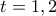 t=1,2