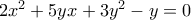 2x^2+5yx+3y^2-y=0