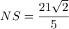 NS = \dfrac{{21\sqrt 2 }}{5}
