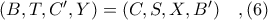 (B,T,C',Y) = (C,S,X,B')\ \ \ ,(6)