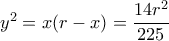 y^2=x(r-x)= \dfrac{14r^2}{225} 