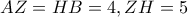 AZ=HB=4 , ZH=5
