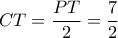 CT= \dfrac {PT}{2}=\dfrac {7}{2}