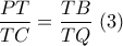 \dfrac{{PT}}{{TC}} = \dfrac{{TB}}{{TQ}}\,\,(3)