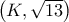 \left( {K,\sqrt {13} } \right)