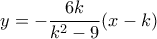 \displaystyle{y=- \dfrac {6k}{k^2-9}(x-k)}