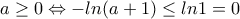 \displaystyle{a\geq 0\Leftrightarrow -ln(a+1)\leq ln1=0}
