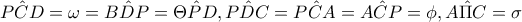 \hat{PCD}=\omega =\hat{BDP}=\hat{\Theta PD},\hat{PDC}=\hat{PCA}=\hat{ACP}=\phi ,\hat{A\Pi C}=\sigma 
