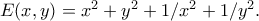 E(x,y)=x^2+y^2+1/x^2+1/y^2.