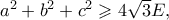 a^{2}+b^{2}+c^{2}\geqslant 4\sqrt{3}E,