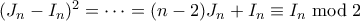 (J_n-I_n)^2 = \cdots = (n-2)J_n + I_n \equiv I_n \bmod 2