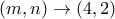 (m,n)\rightarrow (4,2)
