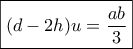 \boxed{(d - 2h)u = \frac{{ab}}{3}}