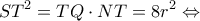\displaystyle S{T^2} = TQ \cdot NT = 8{r^2} \Leftrightarrow 