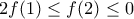 2f(1) \leq f(2) \leq 0
