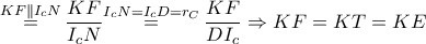 \overset{KF\parallel {{I}_{c}}N}{\mathop{=}}\,\dfrac{KF}{{{I}_{c}}N}\overset{{{I}_{c}}N={{I}_{c}}D={{r}_{C}}}{\mathop{=}}\,\dfrac{KF}{D{{I}_{c}}}\Rightarrow KF=KT=KE