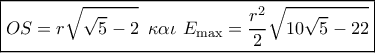 \boxed{OS = r\sqrt {\sqrt 5  - 2} \,\,\,\kappa \alpha \iota \,\,{E_{\max }} = \frac{{{r^2}}}{2}\sqrt {10\sqrt 5  - 22} }