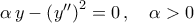 \alpha\,y-\left({y^{\prime\prime}}\right)^2=0\,, \quad \alpha>0