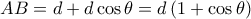 AB=d+d\cos \theta =d\left( 1+\cos \theta  \right)