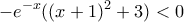 \displaystyle{ -e^{-x}((x+1)^2+3)<0}