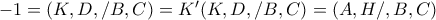 -1=(K,D,/B,C)=K'(K,D,/B,C)=(A,H/,B,C)